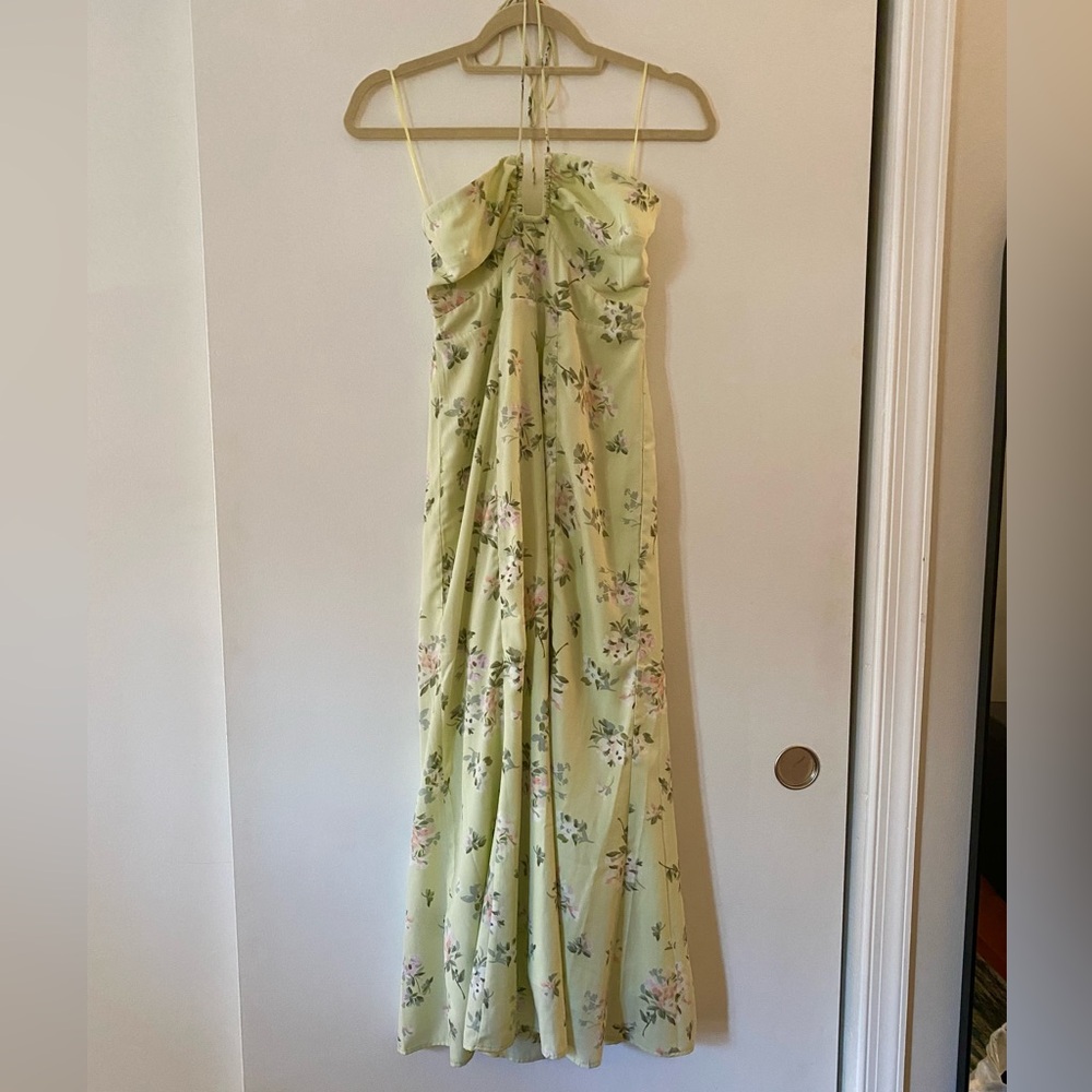 Abercrombie & Fitch Floral Halter Dress - Light Green